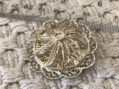 925 Sterling Turkey Vintage Filagree Brooch