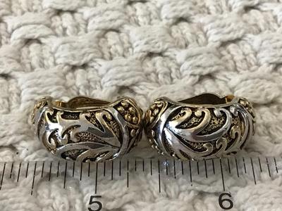 Gold And Silver tone clip on Earrings