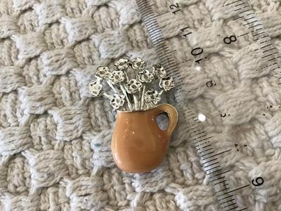 Enamel Flower Vase Pin