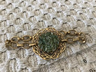 Jade Chip Paperclip link Bracelet Vintage