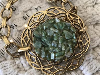 Jade Chip Paperclip link Bracelet Vintage