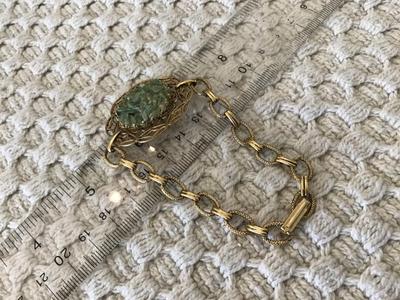 Jade Chip Paperclip link Bracelet Vintage