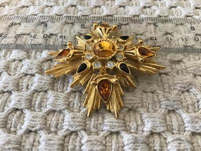 Gorgeous Joan Rivers Amber Topaz Maltese Brooch