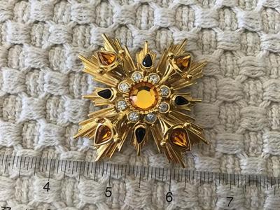Gorgeous Joan Rivers Amber Topaz Maltese Brooch