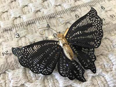 Vintage Black Butterfly Pin