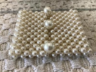 Wide Faux Pearl Button Bracelet Cuff