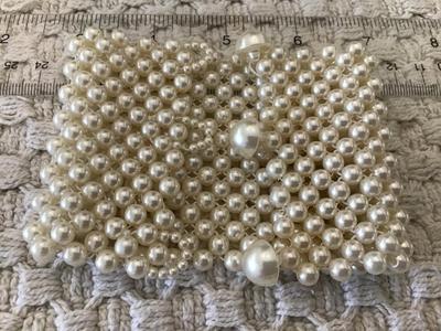 Wide Faux Pearl Button Bracelet Cuff