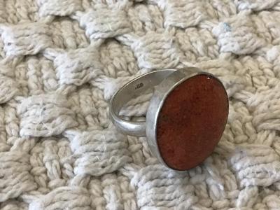 Vintage Stone Ring 925 Silver