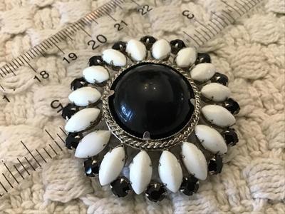 Vintage Black White Brooch