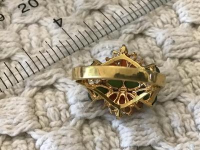 Beautiful Vintage Jade And Coral Vintage Ring