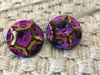 Vintage Iridescent Flower Clip on Earrings