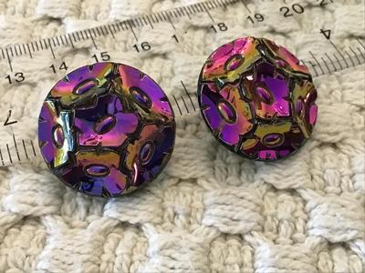 Vintage Iridescent Flower Clip on Earrings