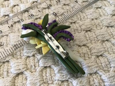 Floral Bouquet Clay Type Vintage Brooch