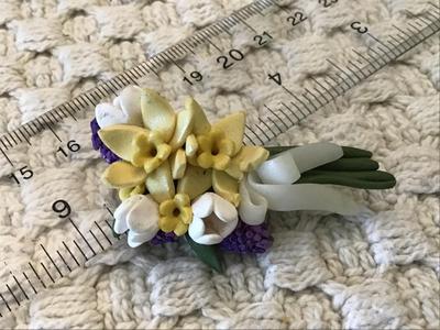 Floral Bouquet Clay Type Vintage Brooch