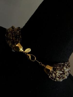 Czech Glass Joan Rivers Tan Torsade Necklace Multi Strand