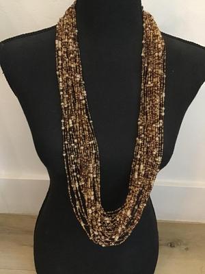 Czech Glass Joan Rivers Tan Torsade Necklace Multi Strand