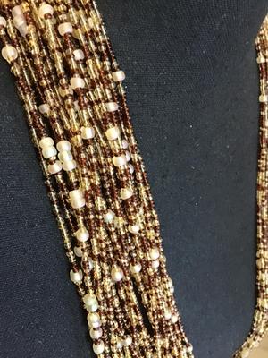 Czech Glass Joan Rivers Tan Torsade Necklace Multi Strand