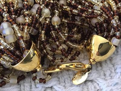 Czech Glass Joan Rivers Tan Torsade Necklace Multi Strand