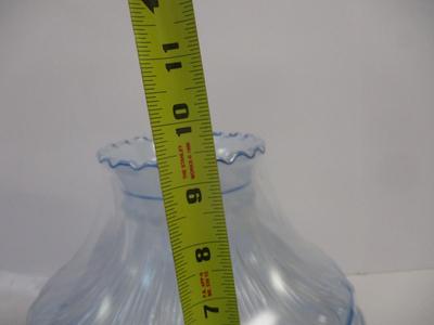 Aladdin Blue Meadow Flower Glass Oil Lamp Shade Clear Top 10" With Cobalt Blue Lamp Base #2