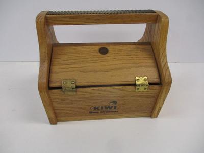 Kiwi Shoe Shine Groomer Wooden Box Foot Rest Polish Solid Wood Made In The USA w/ Brushes