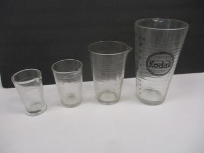 Vintage Set Of 4 Photography Beakers Eastman Kodak Rochester, NY