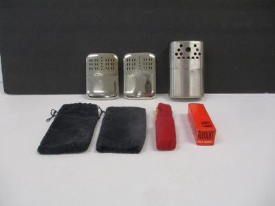 J. C. Higgins Made In Japan Hand Warmers w/ Velvet Pouch & Jon-G Gi Aladdin MFG. Hand Warmer