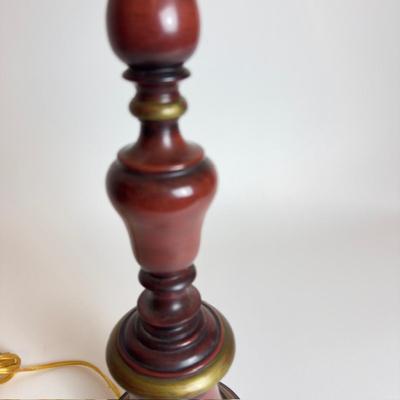 071 Wooden Candlestick Style Red & Gold Lamp
