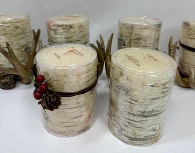 Sale Photo Thumbnail #177: 4 resin antler candle holders and 8 candles: the taller 2 are battery powered, the others are real candles.  Candles are new, all items are in good condition.