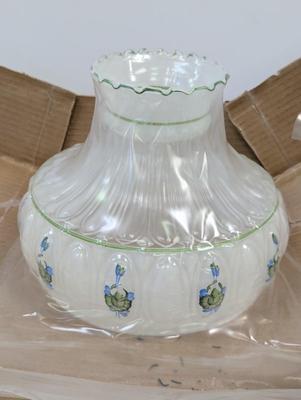 Aladdin Lamp Green Rose Glass Shade 10" Bottom Fitter Comes With Base #3