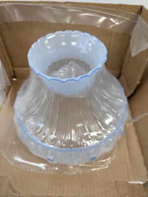 Aladdin Blue Meadow Flower Glass Oil Lamp Shade Clear Top With Base 10" #4