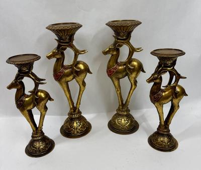 Retro Deer Candle Holders Set of 4 Christmas Decoration Candlesticks