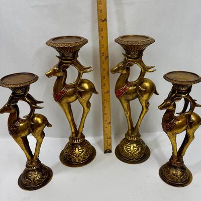 Retro Deer Candle Holders Set of 4 Christmas Decoration Candlesticks