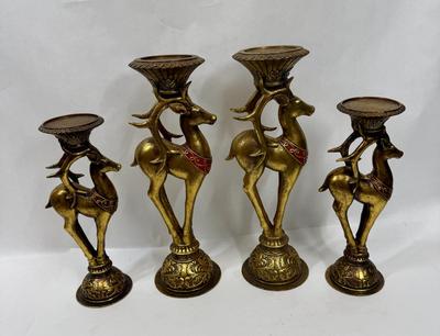 Retro Deer Candle Holders Set of 4 Christmas Decoration Candlesticks