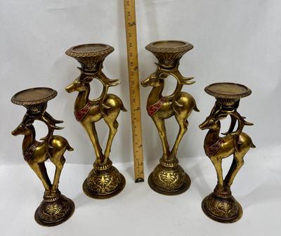 Retro Deer Candle Holders Set of 4 Christmas Decoration Candlesticks