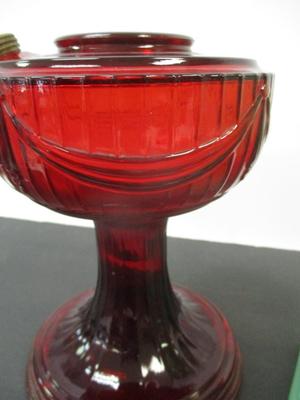 Aladdin Ruby Red Lincoln Draft Drape Lamp & Vintage 1930's Aladdin Oil Lamp Jadeite Glass Milk Decor #3