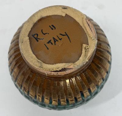 Glazed Ceramic Pot from Italy Green and Copper