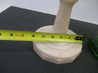 Aladdin Model B Drape Milk Glass Lamp & Aladdin Corinthian Green Glass Oil Lamp #5