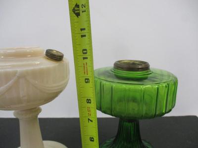 Aladdin Model B Drape Milk Glass Lamp & Aladdin Corinthian Green Glass Oil Lamp #5