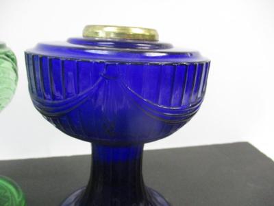 B-108 Aladdin UV Green Crystal Cathedral Glass Lamp & Aladdin Lamp Cobalt Blue Lincoln Drape Lamp #7