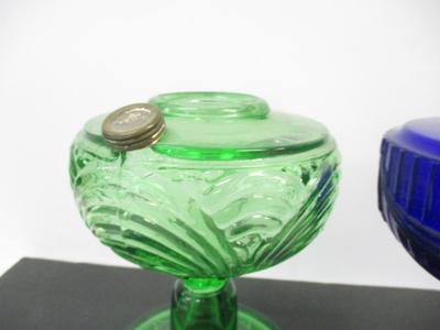 B-108 Aladdin UV Green Crystal Cathedral Glass Lamp & Aladdin Lamp Cobalt Blue Lincoln Drape Lamp #7