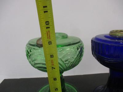 B-108 Aladdin UV Green Crystal Cathedral Glass Lamp & Aladdin Lamp Cobalt Blue Lincoln Drape Lamp #7