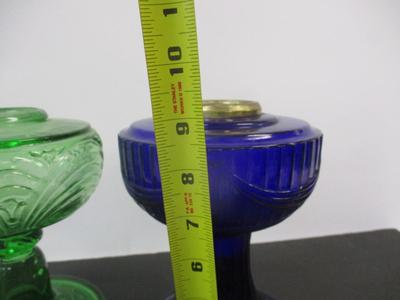B-108 Aladdin UV Green Crystal Cathedral Glass Lamp & Aladdin Lamp Cobalt Blue Lincoln Drape Lamp #7