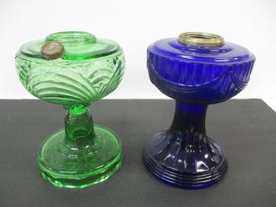 B-108 Aladdin UV Green Crystal Cathedral Glass Lamp & Aladdin Lamp Cobalt Blue Lincoln Drape Lamp #7