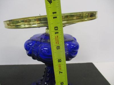 Aladdin Corinthian White Moonstone Lamp & Cobalt Blue Coolidge Drape Oil Lamp #9