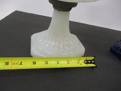 Aladdin Corinthian White Moonstone Lamp & Cobalt Blue Coolidge Drape Oil Lamp #9
