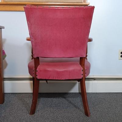 LOT 82: Vintage Leather and Wood Armchair