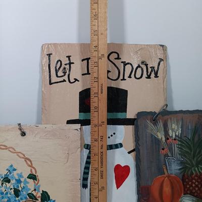 LOT 83: Set of (5) Handpainted Slate Plaques