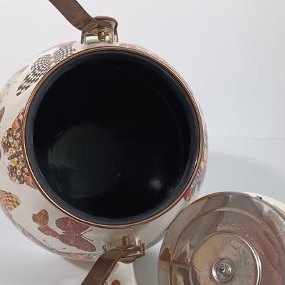 LOT 84: MacKenzie-Childs Butterfly Garden Teapot & Utensil Holder
