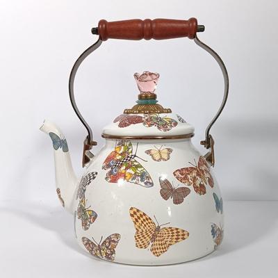 LOT 84: MacKenzie-Childs Butterfly Garden Teapot & Utensil Holder