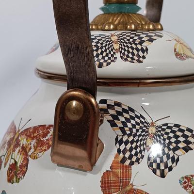 LOT 84: MacKenzie-Childs Butterfly Garden Teapot & Utensil Holder
